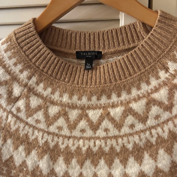 Talbots Tan and Cream Knit Sweater - Picture 3 of 6